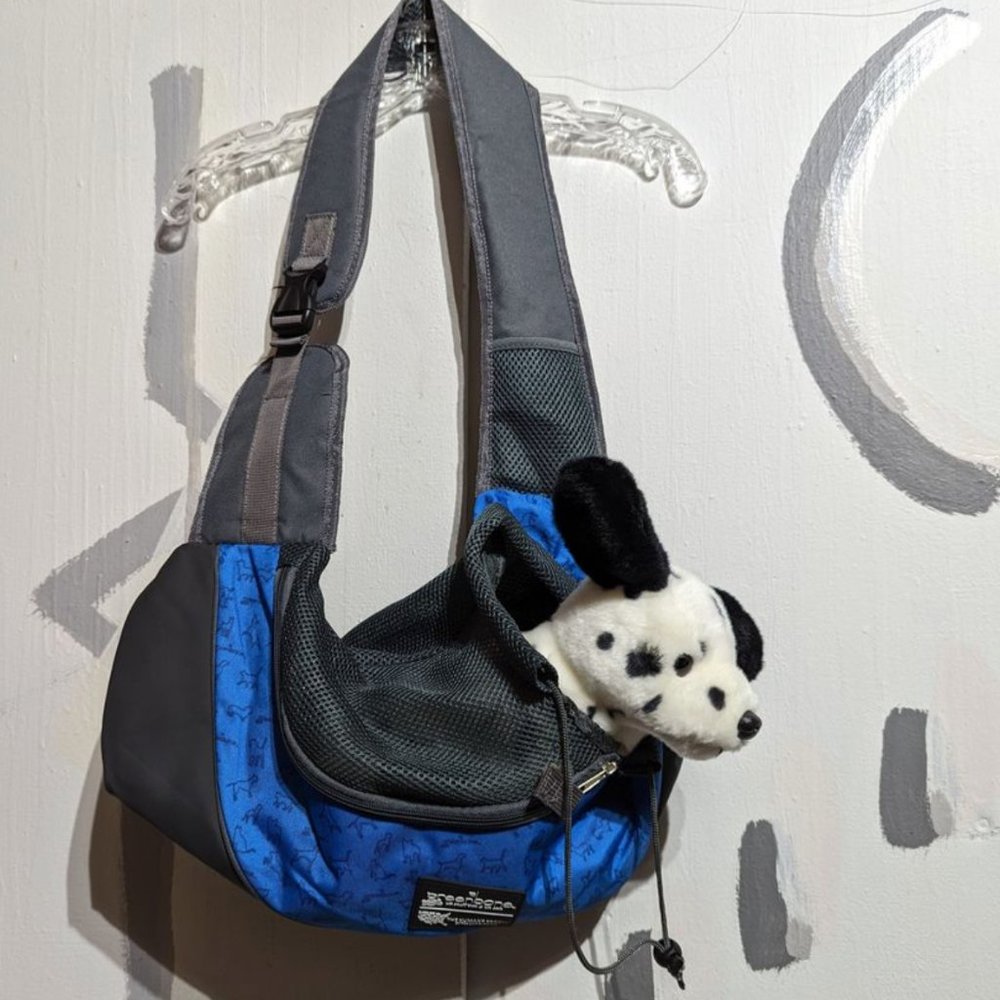 Dog or cat carrier crossbody sling bag blue & black